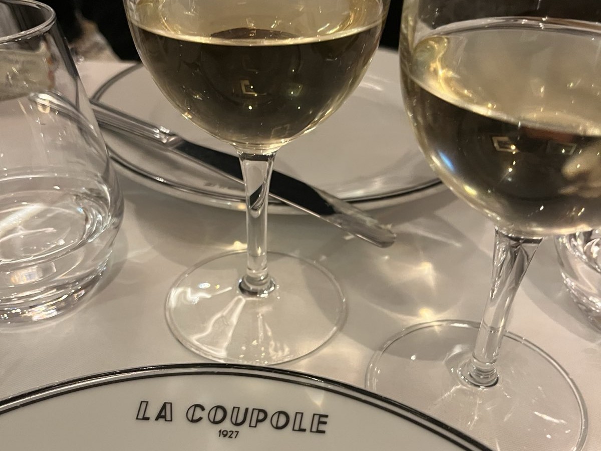 wine glasses and cutlery from la coupole